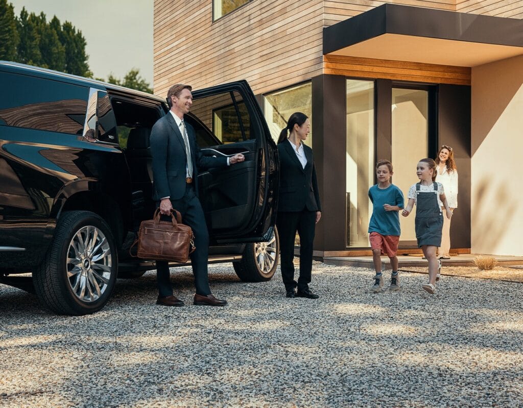 "Man and woman getting into a luxury car for a stylish ride".Online Booking – Limo & Taxi Services from 5+ Cities gb limo